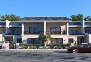 Street elevation render of the Mass Hills 240-T3 villa type