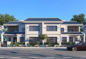 Street elevation render of the Mass Hills 320-T2 villa type